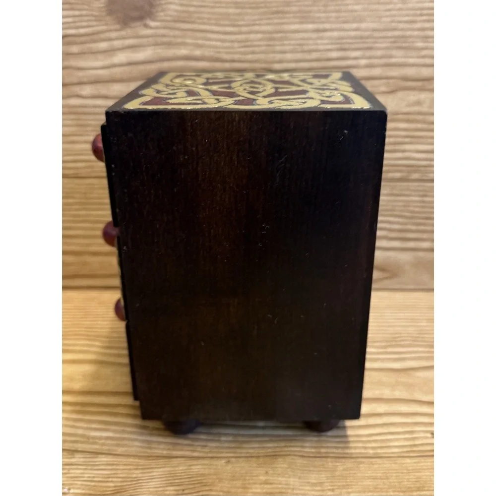 Hand Crafted Celtic Knot Irish Wooden Jewelry Trinket Box Drawers